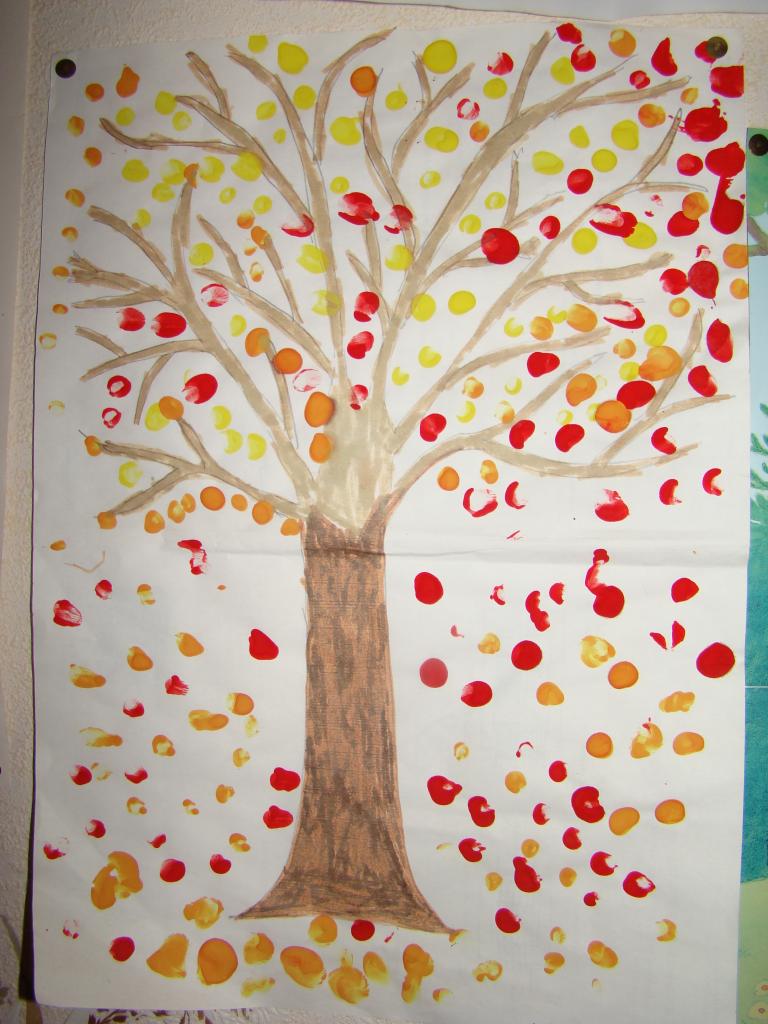arbre d'automne (peinture au coton tige)